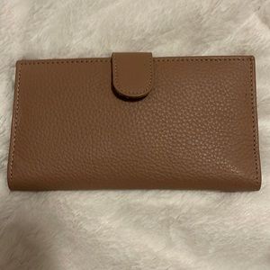 Tan checkbook wallet